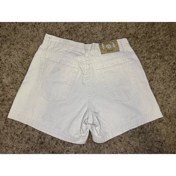 L.E.I. Vintage Cream White Shorts High Rise Exposed Fly Button Y2k 90s Sz 26” - Picture 2 of 12